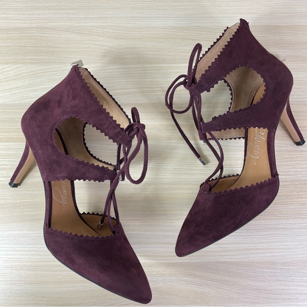 Arturo Chiang Suede Leather Lace Up Tie Heels